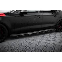 Maxton - Street Pro Rajouts Des Bas De Caisse + Flaps Audi A7 S-Line C7 Noir-Rouge + Rabats Brillant, AUA7C7SLINECNC-SD1BRB+SF1G